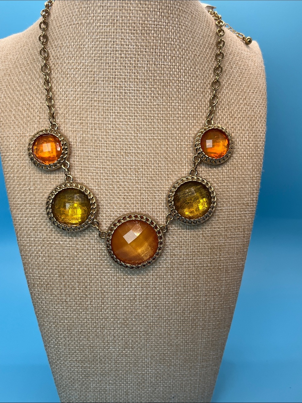 Erica Lyons Gold-Tone Necklace with Amber and Honey Stones